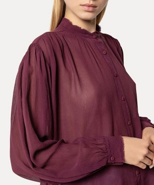 chemise à manches longues en crépon de soie