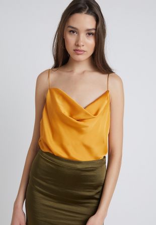 New Look Jodie wrap cami-débardeur-mustard