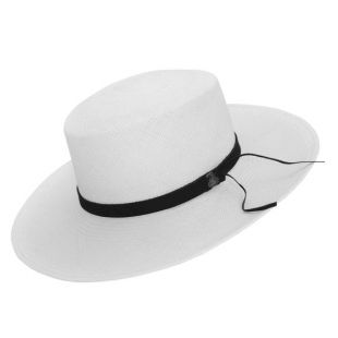 Chapeau de Panama original plat couronne large bord classique Fedora toquilla paille bande de cuir noir fait à la main en Équateur par Ecua Andino