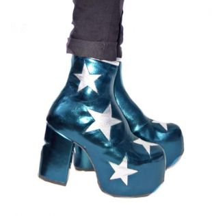 Vegan STARDUST bottes cirque Star plate forme Glam Isabella Mars Teal vegan métallique en cuir bleu & argent métallisé étoiles fait à la main à la commande