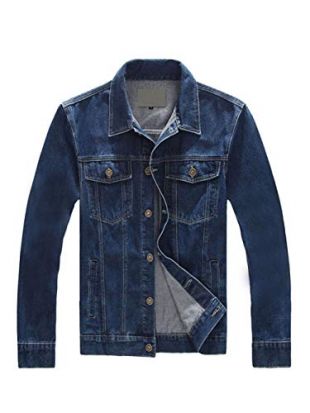 INVACHI Men's Rugged Wear Denim Trucker Jacket Slim Fit Casual Jean Coat Blue 5X-Large