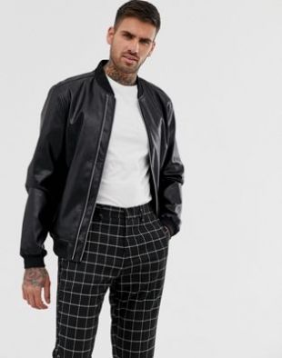 Asos faux leather bomber jacket with dual zip