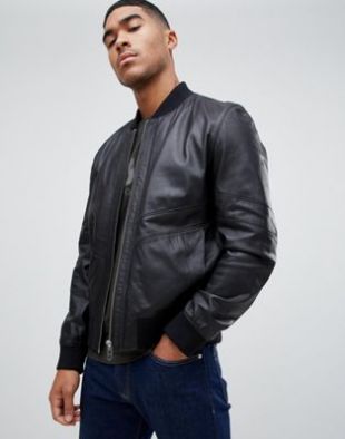 Hugo Boss Lachlan leather jacket in black