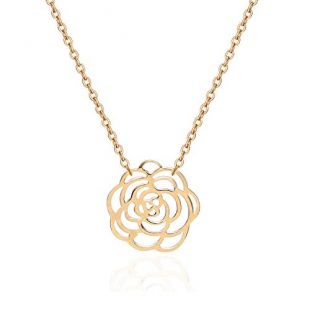 18K Gold Chain Choker Rose Flower Pendant Necklace Handmade Fashion Jewelry for Women Girls Adjustable Charm Necklace Gift for Valentine's Day Christmas Present