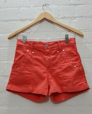 Bettina Liano Label Women Ladies Orange Short Hot Pants Denim Shorts
