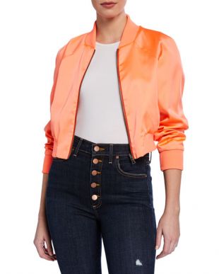 Duke Raglan-Sleeve Cropped Reversible Bomber Jacket