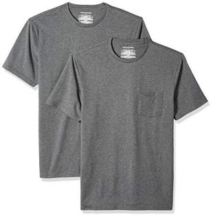 Amazon Essentials 2-Pack Slim-fit Crew Pocket T-Shirt, Gris (Charcoal Heather Cha), US XXL (EU XXXL-4XL)