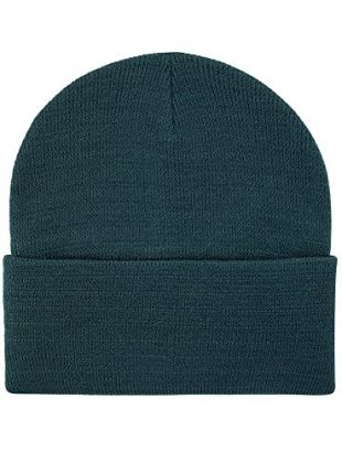 oodji Ultra Femme Bonnet Tricoté avec Revers, Vert, one size