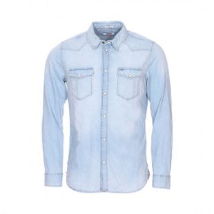 Tommy Jeans Chemise coupe ajustée Western Denim en coton bleu clair