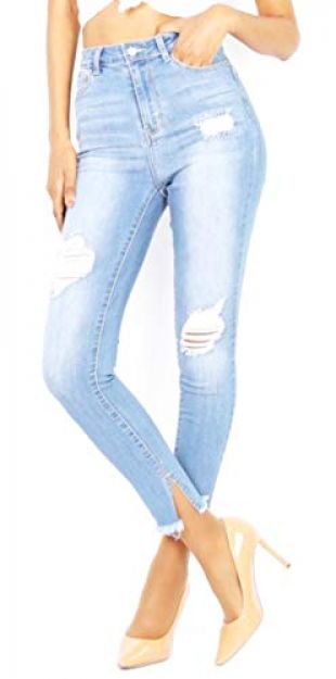 Jean Slim Skinny Femme Bleu délavé (40)