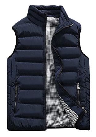 HOW'ON Men's Outdoor Casual Classic Quilted Vest Blue L