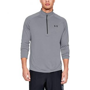 Under Armour Men's Tech 2.0 Half Jogging Versatile Warm, Light and Breathable Zip Up Top for Working Out, Steel/Black (035), M