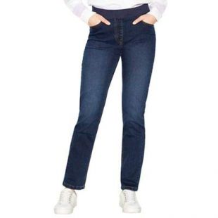 Maine New England Womens Dark Blue Ribbed Waistband Jeggings 16 Regular