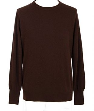 shephe - Shephe 4 Ply Men's Round Neck Cashmere Sweater Chocolate Large