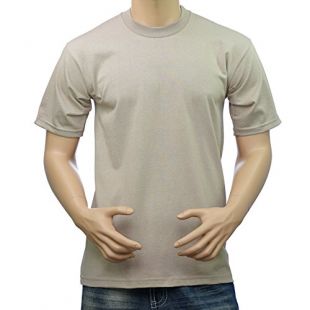 Pro Club Men's Heavyweight Cotton Short Sleeve Crew Neck T-Shirt(Khaki, Large)