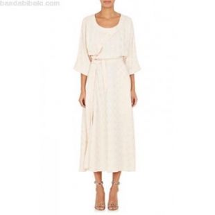 Silk Polka Dot Asymmetric Button Dress