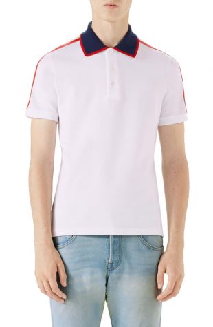 Jacquard Stripe Sleeve Piqué Polo