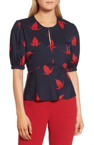 Puffed Sleeve Print Top