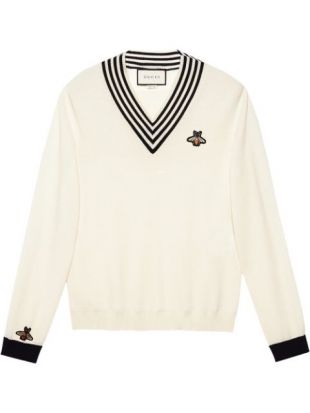 Gucci - Gucci V neck Wool Knit With Bee