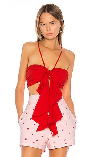 Camila Coelho TOP CROPPED MADELYN en Red Scarlet | REVOLVE