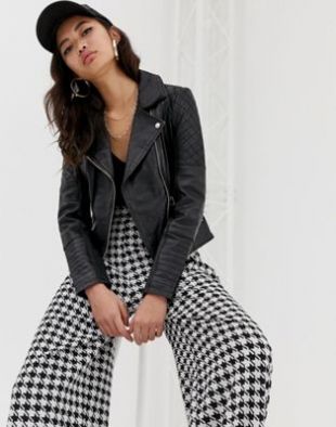 Real leather biker jacket in black