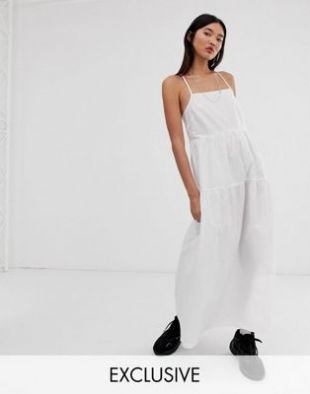 Collusion Robe babydoll mi longue avec caraco effet superposé