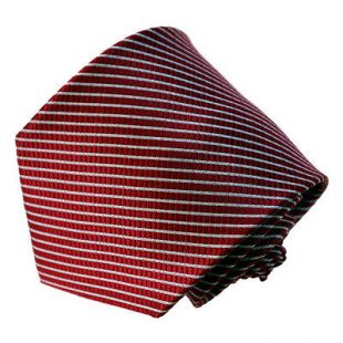Covona Men's classic red with white line geometric stripped neck tie