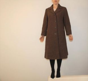 Mid Century Pure Wool Swing Coat Retro Brown
