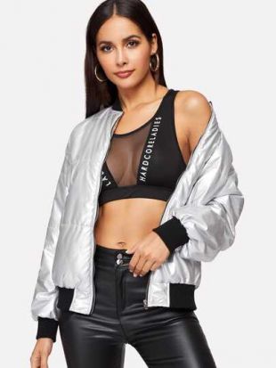SheIn Doudoune zippé métallique