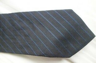 Girogio Armani Wool & Silk Tie in Dark Grey / blue stripes