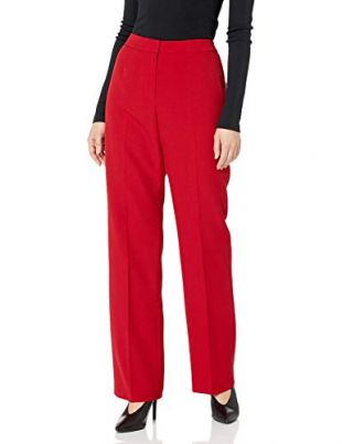 kasper - Kasper Women's Stretch Crepe Pant, Fire Red, 4