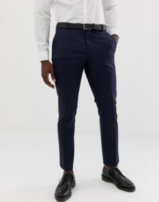 Selected Pantalon de costume slim stretch en Bleu marine