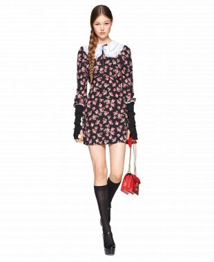 Miu Miu Rose print marocain dress