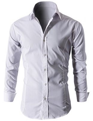 Lyon Becker® Chemise à manches longues pour homme Coupe ajustée décontractée -  Blanc - X-Large