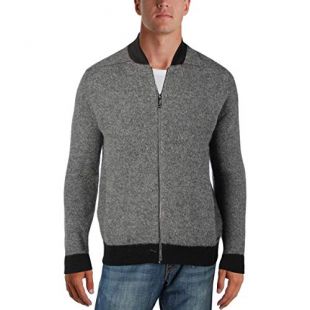 Calvin Klein Mens Constracting Collar Bomber Jacket, Grey, Large