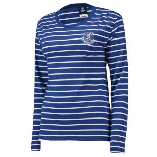 Everton Core Stripe Long Sleeve T Shirt Tee Top Royal Football Womens