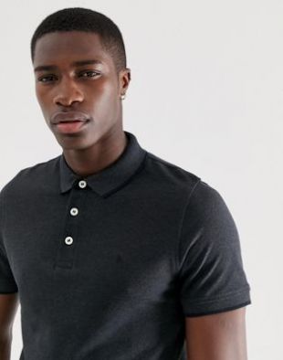 Jack & Jones   Essentials   Polo slim en piqué avec liserés et logo en Gris foncé