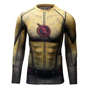 Cody Lundin Mode Sport à Manches Longues de Superhero Movie caractères Parti Chemise extérieure mâle Masculine (Yellow Lightning, M)