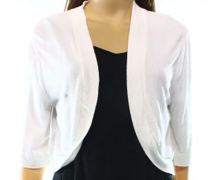 Eliza J NEW White Women's Size XL Cropped Open-Front Shrug Sweater $49- #661