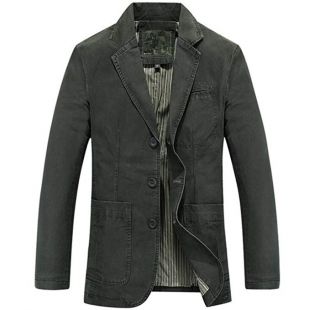 Newbestyle Mens Casual Solid Cotton Twill Suit Three Buttons Blazer Jacket Coats Outwear
