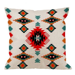 HGOD DESIGNS Aztec Navajo Throw Pillow Case Red Orange Blue Black Color Navajo Cotton Linen Square Standard Pillowcase for Men Women Home Decorative Sofa Armchair Bedroom Livingroom 18 x 18 inch