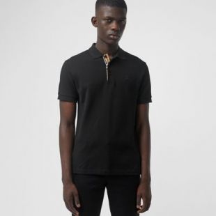 check placket cotton polo shirt