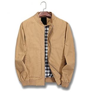 Nantersan Mens Bomber Jacket Cotton Softshell Sportswear Lightweight Slim Jacket Coat Khaki