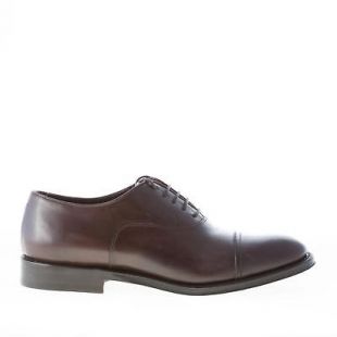 MIGLIORE men shoes Dark brown leather oxford lace up round cap toe