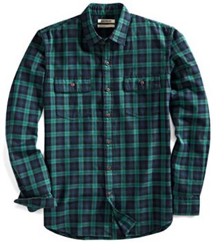 Amazon Brand - Goodthreads Men’s Slim-Fit Long-Sleeve Plaid Twill Shirt, Black Caviar, Large