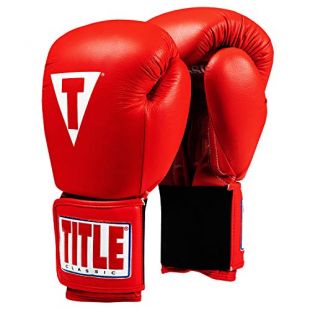 Title Classic Leather Elastic Training Gloves 2.0, Red, 14 oz