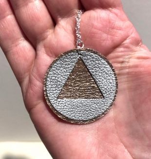 Or rose et cuir argent collier de récupération avec tour de cou argent chaîne Addiction sobriété AA bijoux cercle Triangle cadeau femmes Hippie bohème