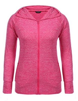IN'VOLAND Womens Running Jackets Plus Size Lightweight Full Zip Up Track Workout Yoga Athletic Hooded Hoodie with Pockets Pink