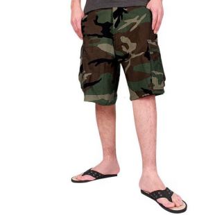Short en inédits US army woodland camo militaire camouflage de combat cargo shorts American USA