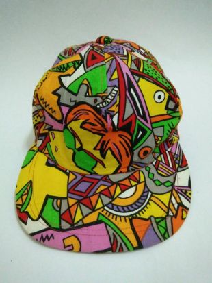 Rare Vintage POP ART chapeau chapeau, chapeau de conception abstraite, bonnet coloré, Boho (28)